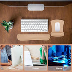 MOSISO Wrist Rest Support for Mouse Pad & Keyboard Set, Ergonomic Mousepad Non-Slip Base Home/Office Pain Relief & Easy Typing Cushion with Neoprene Cloth & Raised Memory Foam, Mocha