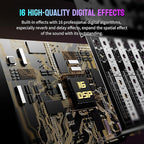 Professional Audio Mixer, 4 Channel Audio Interface Sound Board Mixing Console System Monitor, NEW BAXS 16-Bit DSP DJ Bluetooth Mixer +48V Phantom Effect For Karaoke Studio Streaming Recording