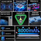Android 15 Tablet with Keyboard, 26GB+256GB(2TB Expand), 10.1 Inch Tablet 8000 mAh Battery, BT 5.0, 5G WiFi, Widevine L1, Dual Camera, 2 in 1 Tab with Mouse, Case, Stylus(Black)