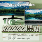 EWEADN V20 Wired Mechanical Keyboard, 104 Keys Backlit LED Keyboards, Media Control Knob, Wired Computer Keyboard Pink Switch for Windows/Mac/PC-Matcha Green