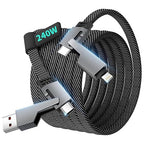 Travel Essentials 240W USB C Cable,4 in 1 Charging Cable Fast Charging Cords with E-Mark Chip,Multi USB Cable for iPhone 16 15 iPad MacBook Pro Air Samsung S25 Switch