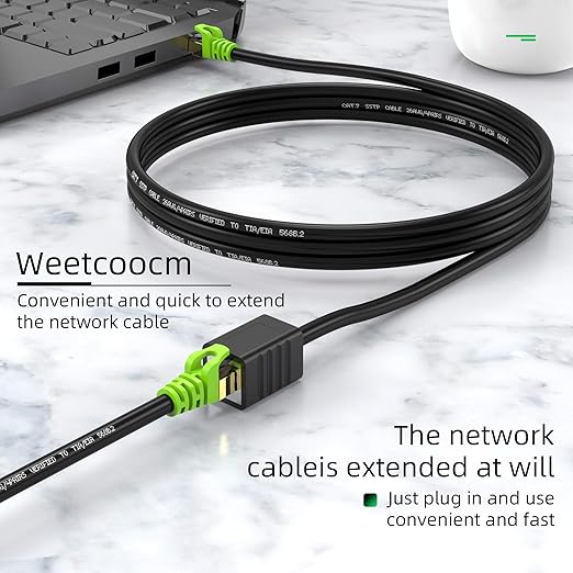 Ethernet Extension Cable 65ft, Network Cat6a Extension Patch Cable RJ45 Cords Shielded Male to Female Connector (65FT)
