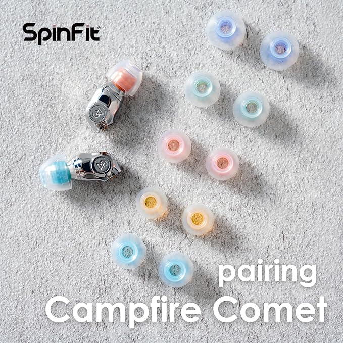 SpinFit W1 for IEM - M - Patented Medical-Grade Silicone Ear Tips, Double W-Shaped Tube Core, More Stability