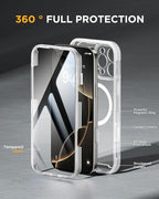 Miracase Magnetic for iPhone 16 Pro Case Full-Body Phone with Built-in Glass Screen Protector, [Compatible with MagSafe] Military Drop Proof 16 Pro Cover Bumper 6.3 inch, Matte Clear