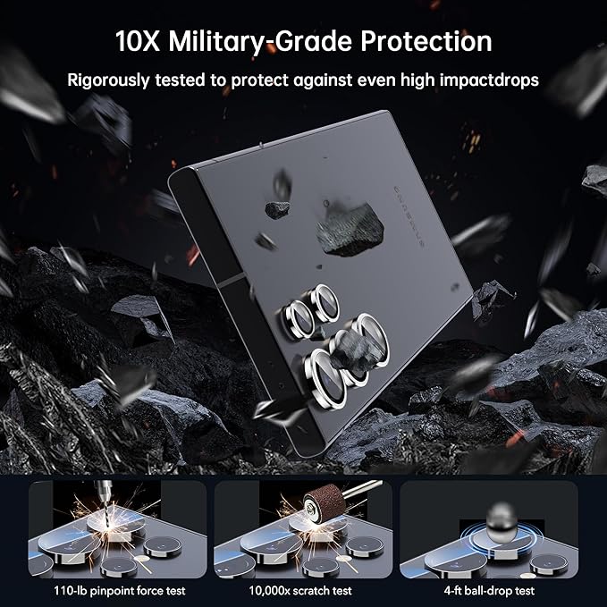 For Samsung Galaxy S24 Ultra Camera Lens Protector, Individual Lens Protector, Ultra HD 9H Tempered Glass Screen Protective Cover, Anti-scratch, Military Grade Drop Protection 2 Set. (Titanium Silver, S24 Ultra)