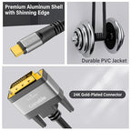 4K USB C to DVI Cable 6 FT, USB Type-C to DVI-D Adapter Cord, (Thunderbolt 3/4) Compatible with iPhone 16/15 Series, MacBook Pro/Air, iPad Pro, iMac, Galaxy S24, XPS, Surface Book 3 and More, Real 4K