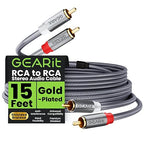 GEARit RCA Cable (15FT) 2RCA Male to 2RCA Male Stereo Audio Cables Shielded Braided RCA Stereo Cable for Home Theater, HDTV, Amplifiers, Hi-Fi Systems, Car Audio, Speakers, 15 Feet