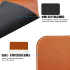 Desk Mat with Lip & Reinforced Stitched Edge|Non-Slip Waterproof PU Leather Desk Pad|Ergonomic Keyboard Mouse Pad with Edge Protector|for Office, Home, Study(28.74" x 16.73",Brown)