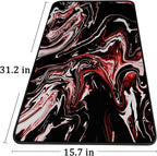 Large Extended Mouse Pad with Stitched Edges, Durable Non-Slip Natural Rubber Base, Waterproof Computer Keyboard Pad Mat for Esports Pros/Gamer/Desktop/Office/Home - Marble Red