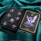 ARUOHHA DND Resin Dice Plum Blossom Liquid Core Dice Silver Blue Sharp Edged Dragons Polyhedral Dice Set with Gift Box, Role Playing Game Dungeons D and D Dice Set D20 D12 D10 D6 D4