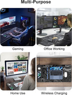 TopMade Mouse Pad with 15W Fast Wireless Charging, 31.5"x15.75" XXL Large Gaming Waterproof Desk Pad with Ultra-Smooth Surface, Non-Slip Base, Computer Desk Mat, Black Topographic Map #2