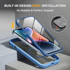 Miracase Magnetic for iPhone 14 Case 6.1", [Built-in Tempered Glass Screen Protector + Lens Protector] [Compatible with MagSafe] Full-Body Protective Bumper 14 Phone Cover, Blue