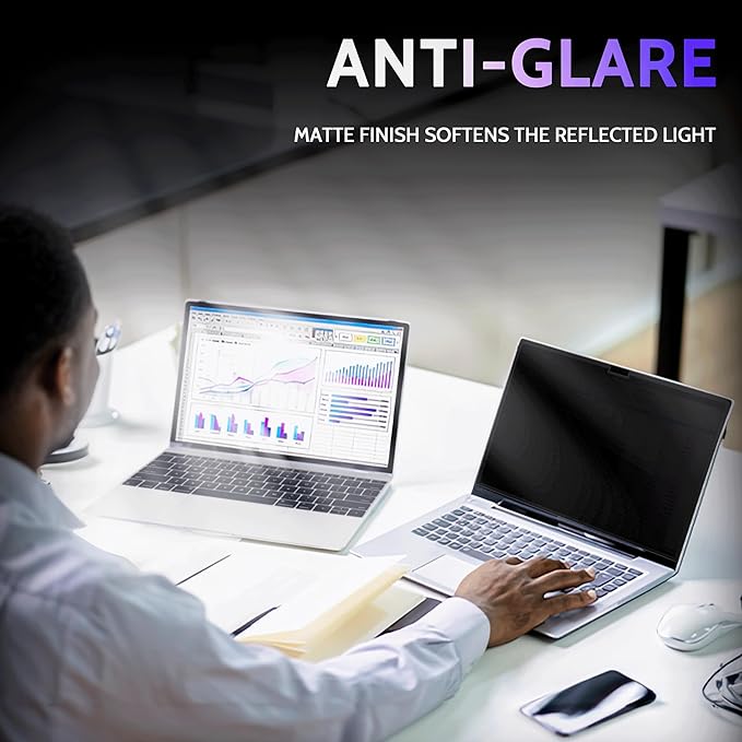 Privacy Screen for 15 Inch Surface Laptop 7, MagicSuction™ Removable Anti Spy Black Protector, Glare Blue Light Filter for Microsoft Laptop Computer Monitor