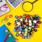 Poen 100 Pcs 16mm Dice Set Bulk, 6 Sided Standard Colored Dices with Numbers, D6 Polyhedral Games Dice for Board Games, Parties (Classic Color)