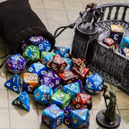 CiaraQ Polyhedral Dice Set (35 Pieces) with Black Pouches, 5 Complete Double-Colors Dice Sets of D4 D6 D8 D10 D% D12 D20 Compatible with Dungeons and Dragons DND RPG MTG Table Games