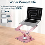 Uncaged Ergonomics Swivel Laptop Stand for Desk, Adjustable Computer iPad Stand for Desk w/ 360 Rotation, Portable Laptop Holder for Home Office Ergonomic Supplies (Rose Gold)