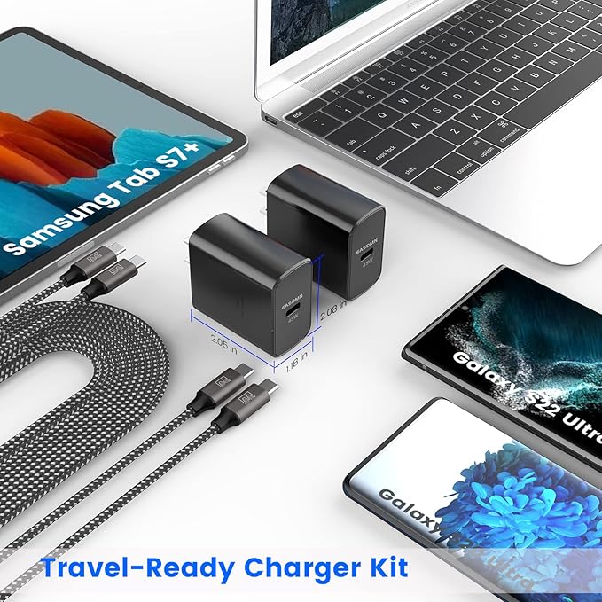 45W Super Fast Charger Type C, [2 Pack] 45 Watt USB-C Charger PD/PPS Wall Charging Block for Samsung Galaxy S25 Ultra/S25+/S25/S24/S23 Ultra/S23+/S22 Ultra/S22+/S20 Ultra, Tab S8(with 2X 12ft Cable)