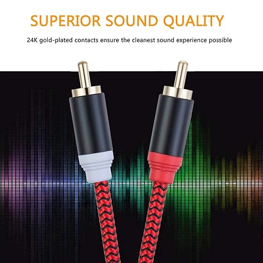RCA Cable 12Ft,2Rca Male to 2-Rca Male Audio Stereo Subwoofer Cable [Hi-Fi Sound] Nylon-Braided Auxiliary Audio Cord for Home Theater, HDTV, Amplifiers, Hi-Fi Systems,Speakers and etc(12Ft/4M)