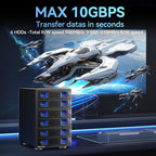 6 Bay Hard Drive Enclosure with Cooling Fan for 2.5“/3.5" SATA HDD/SSD with USB A/C 3.2 Gen 2, Support Hot Swappable, Daisy Chain Expansion, Tool-Free HDD Enclosure, DAS(NO RAID/NAS)