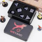 DND Metal Dice Set, Polyhedral Dice Set for RPG D&D Dice with Cracks Dungeons and Dragons Dice Set for RPG TTRPG D&D Die with Gift Case(Black Nickel Purple)