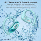 Open Ear Headphones, Bluetooth 5.4 Earbuds, 50H, Air Conduction Ear buds, HD Stereo Bass Over Ear Earphones with Earhooks, Ultra-Comfort Secure Fit, IPX7 Waterproof Headset for Working Sports, Blue