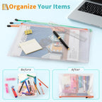 Umriox 24 Pack 12 Colors Zipper Pouches for Organizing, Letter Size, A4 Size, Zipper Bags for Puzzles & Board Game Storage, Office Supplies Travel Toiletries
