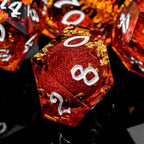 ARUOHHA Liquid Core DND Dice Set, 7pcs Resin Sharp Edged Dragons Dice Role Playing Games, RPG Silver Numbers Red Dungeons Polyhedral Dice with Gift Box D20 D12 D10 D8 D6 D4