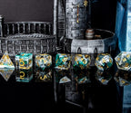 ARUOHHA Sharp Edge Dice DND Resin Translucent Dice Set, Green Handmade D and D Dice Set RPG Role Playing Games Polyhedral Dice D20 D12 D10 D8 D6 D4