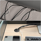 HYCC 2 Pack 2-3/8 Inch Flexible Desk Grommet,Organize Wires and Cables on Office Equipment, Computer Components, Entertainment Systems Effectively - Color: Black