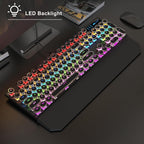 MageGee Typewriter Mechanical Gaming Keyboard, Retro Black Punk Round Keycaps RGB Rainbow Backlit Wired Keyboards for Laptop MAC PC Gamer, with Magnetic Wrist Rest - Blue Switch
