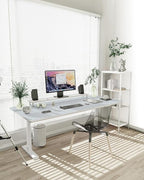 YSAGi Non-Slip Leather Desk Pad XL Size, Waterproof Laptop Computer Desk Keyboard Mat, Table Protector Blotter Mat, Large Mouse Pad for Office/Work/Home/Decor(Silver-Grey, 47.2" x 23.6")-No Band