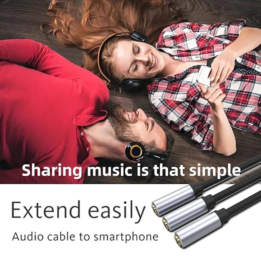 3.5mm Stereo Audio Splitter Cable, Gold Plated 3.5mm (1/8") TRS 1 Male to 3 Female 3-Way Stereo Aux Splitter 1 Input 3 Output Stereo Audio Distributor Cable (3-Pole)