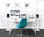 Kanto SP32PLW Universal Speaker Floor Stands for Bookshelf Speakers | 32" Tall | Two Sizes Rotating Top Plate w/Foam Padding | Carpet & Hardwood Feet | Hidden Cables | ¼”-20 Mounting | Pair | White