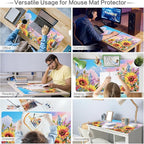 Lokigo Sunflower Mouse Pad Desk Pad Large Gaming Mouse Pad Floral Butterfly Non-Slip Rubber Base Mousepad Keyboard Writing Desk Mat for Home Office Work Study Gaming 31.5"x15.7", Flowers