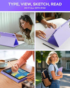 Folio Keyboard Case for iPad 10th Gen 10.9 inch (2022) and iPad 11th (A16, 2025), Magnetic Wireless Detachable Keyboard, 7-Color Backlight, Thin & Light, Pencil Holder (Purple)
