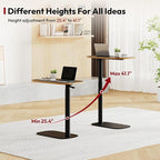 SANODESK Adjustable Overbed Bedside Table Pneumatic Adjustable Height Laptop Computer Standing Desk Cart with Tray, Hospital and Home Use(23.6" W x 13.8" D,Black)
