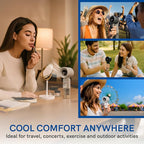 Valo Portable Rechargeable Fan - Mini Cooling Fan for Travel, USB Desk Personal Fan with 4 Speeds, 50ml Tank for Water Cooling Technology, Quiet Operation, 2,000 mAh Battery - Titanium Gray