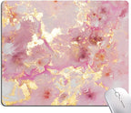 Mouse Pad, Cute Pink Gold Marble Mouse Pads with Design, Square Washable Cloth Personalized Mouse Mat, Gaming Office Home Non-Slip Rubber Base Computer Mousepad