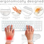 Qloud Cloud Wrist Rest Keyboard Wrist Rest for Computer Keyboard Pad, Cloud Keyboard Wrist Rest, Wrist Pad for Keyboard, Memory Foam, Non Slip Base, Comes with Mouse Pad - White