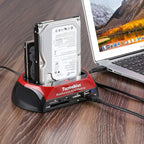 Hard Drive Docking Station, TCC-S862-US USB 2.0 to 2.5 3.5 Inch SATA IDE Dual Slots External Enclosure with All in 1 Card Reader and USB 2.0 Hub for 2.5" 3.5" IDE SATA I/II/III HDD SSD