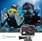 AKASO EK7000 Pro 4K30fps Action Camera with Touch Screen EIS 131ft Waterproof Underwater Camera Remote Control 5X Zoom with Helmet Accessories Kit (with 128GB MicroSD Card)