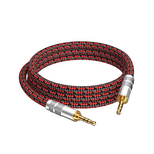 3.5mm Aux Cord, Audiophile Audio Auxiliary Cable 3.5 mm Male to Male Stereo Hi-Fi Sound Braided aux 1/8 Cable for Car Home Stereos Tablets Speakers (Straight 3.5mm, 3.2ft)