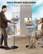 2 in 1 Dual-use Floor Book Stand & Desktop Book Stand,Height Adjustable from 33-63in, Adjustable Book Holder with Elastic Page Clips for Music Scores, Recipe, Tablet, Laptop