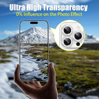 AGVEE 3+3 6 Pack for iPhone 16 Pro 6.3" / 16 Pro Max 6.9" Camera Lens Cover Protector, Bling Diamond & Bling Glitter Metal Ring 9H Tempered HD Glass Camera Cover Protector Film, Bling-Silver