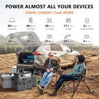 ALLWEI LiFePO4 Solar Generator 2400W with 2x 200W Solar Panels & B200 PRO Expansion Battery, 4096Wh Portable Power Station, Fast Charge in 1.5H, UPS Battery Backup for RV Camping Home Off-Grid
