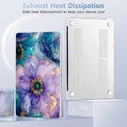 Case for MacBook Pro 13 inch with/Without Touch Bar (2016-2022, M2 A2338 M1 A2289 A2251 A2159 A1989 A1706 A1708), Hard Shell + Keyboard Cover + Dust Plug, Fluid Art Flowers