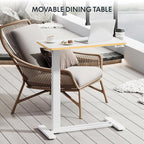 FLEXISPOT Mobile Standing Desk with Wheels Pneumatic Laptop Rolling Computer Cart Movable Height Adjustable Small Sit Stand Desk Computer Workstations Home Use（31.5" W x 17.7" D,White+Maple