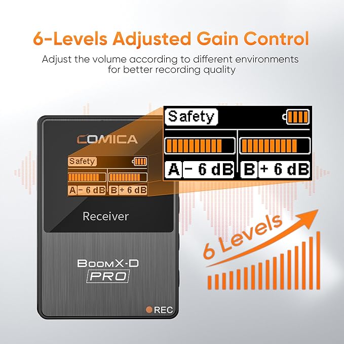 COMICA BoomX-D2 PRO Wireless Lavalier Microphone for iPhone Android Camera PC, Lapel Mic with 16GB Storage, Safety Audio Track, Noise Cancellation, Lav Mic for YouTube TikTok Video Recording