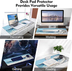 Galdas Gaming Mouse Pad XXL XL Large Long Extended Big Mousepad Non-Slip Rubber Keyboard Desk Pad with Stitched Edges for Laptop Home Office (31.5x11.8x0.08 Inch) … (Painting Waves)