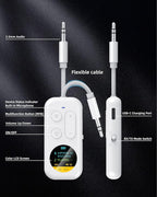 Bluetooth Wireless Audio Transmitter/Receiver, 20+ Hours Playtime,Supports 2 AirPods Headphones, Audio Adapter with Screen for Airplane, Marine, Travel, Speaker